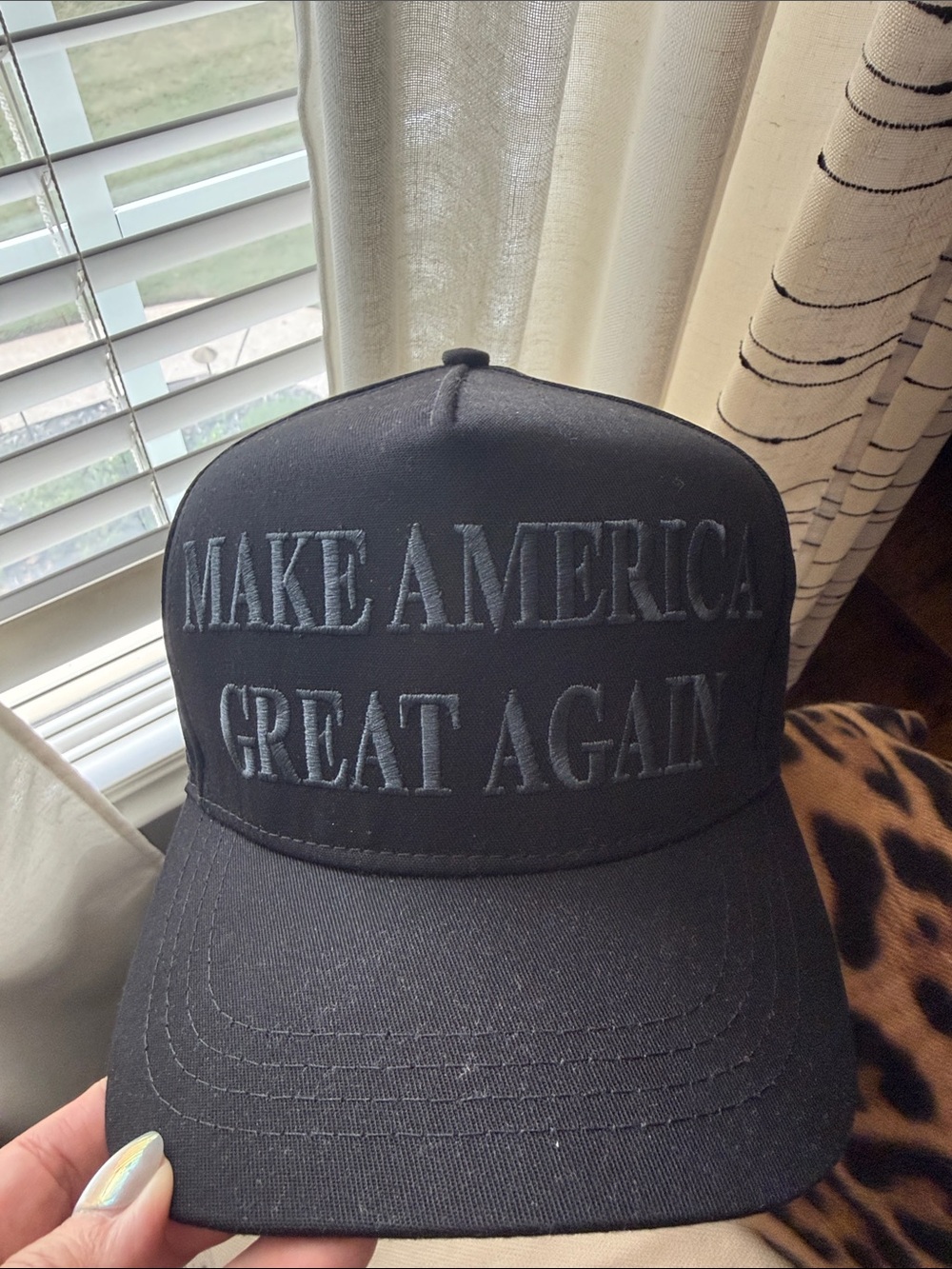 Make America Great Again Black Embroidered Cap
